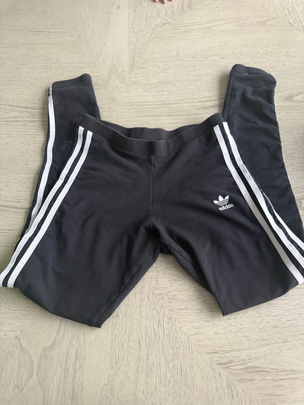 adidas Black Leggings with White Triple Side Stripes